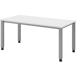 bümö manuell höhenverstellbarer Schreibtisch 160x80 cm in weiß - PC Tisch höhenverstellbar & groß, höhenverstellbarer Tisch Büro, großer Image