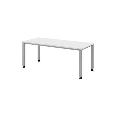 bümö manuell höhenverstellbarer Schreibtisch 180x80 cm in weiß - PC Tisch höhenverstellbar & groß, höhenverstellbarer Tisch Büro, großer Image