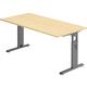 bümö höhenverstellbarer Schreibtisch O-Serie 160x80 cm in Ahorn, Gestell in Graphit - PC Tisch für's Büro manuell höhenverstellbar, Computertisch