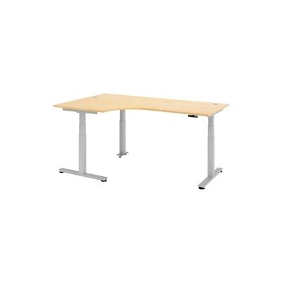 bümö elektrisch höhenverstellbarer Eckschreibtisch Ahorn 200x120 cm, Gestell silber - Eckschreibtisch höhenverstellbar mit Memory-Steuerung, Image