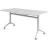 bümö Klapptisch grau 160 x 80 cm klappbar & fahrbar, klappbarer Schreibtisch auf Rollen, Klappschreibtisch, Tisch klappbar, Klappbarer Tisch,