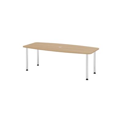 bümö Konferenztisch oval 220x103 cm großer Besprechungstisch in Eiche, Besprechungstisch mit Chromfüßen, Meetingtisch für 8 Personen, XXL-Tisch für Image