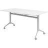 bümö Klapptisch weiß 160 x 80 cm klappbar & fahrbar, klappbarer Schreibtisch auf Rollen, Klappschreibtisch, Tisch klappbar, Klappbarer Tisch,