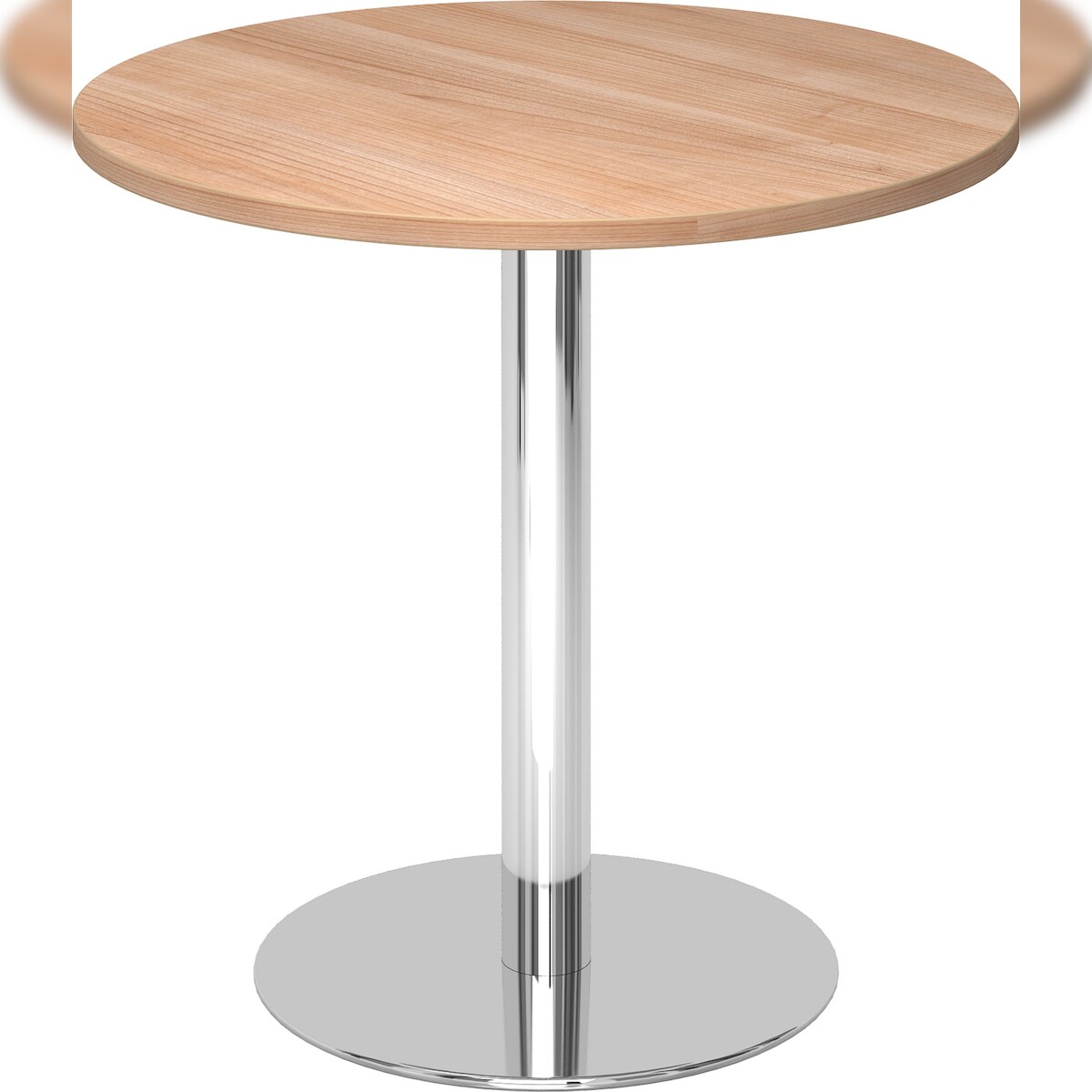 bümö Besprechungstisch, Esstisch klein, Tisch rund 80 cm - kleiner Esstisch Nussbaum, Rundtisch Esstisch 2 Personen mit Holz-Platte, Säule aus Metall Image