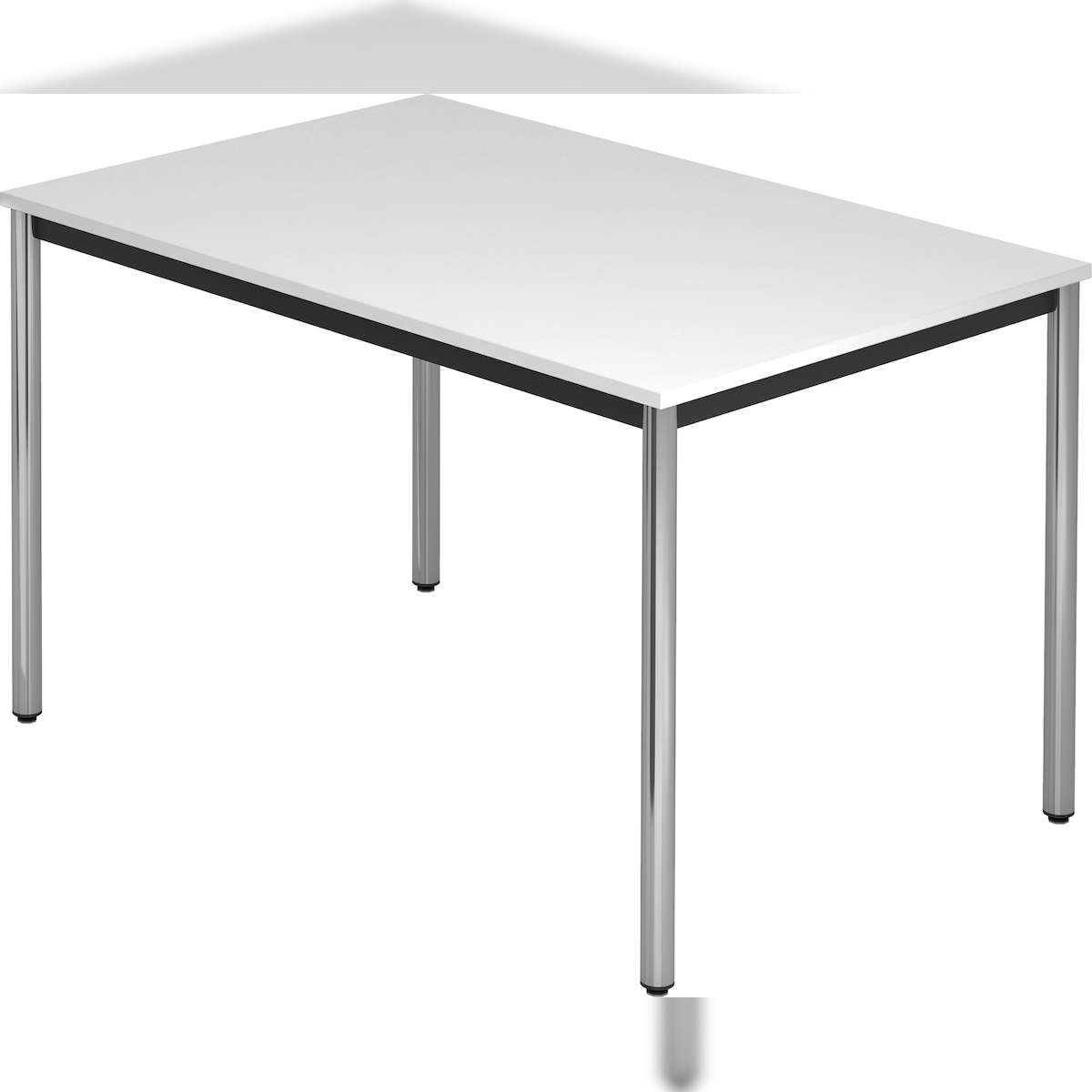 bümö Multifunktionstisch weiß, Tisch 120 x 80 cm, Tischfuß verchromt - einfacher Tisch klein, Besprechungstisch System D-Serie, Konferenztisch, Image