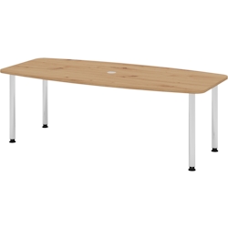 bümö Konferenztisch oval 220x103 cm großer Besprechungstisch in Asteiche, Besprechungstisch mit Chromfüßen, Meetingtisch für 8 Personen, XXL-Tisch Image