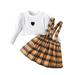 18 Months Baby Girls Clothes 24 Months Girls 2PCS Outfits Set Toddler Girls Long Sleeve Top Suspender Skirt Set White