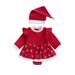 Meihuid Christmas Outfit for Baby Girls: Snow Patchwork Romper Dress with Hat