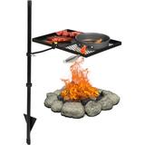 Lineslife Swivel Campfire Grill Grate and Griddle Adjustable Fire Pit Grill Grate Over Fire Pit Camp Fire Cooking Equipment with Carrying Bag for Outdoor Camping BBQ Rectangle Black