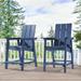 CHYVARY 2 Peaks Patio Adirondack Chair Plastic Single Chairs Bar-Style Chair Fire Pit Outdoor Lounge Chair for Backyard Deck Navy Blue