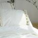 White Pom Pom Fringed EC36 Pillowcases Pillow Covers 18.9in x29.1in Set of 2 (Full/Queen)