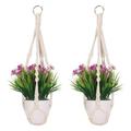 2 Pack Macrame Plant EC36 Hangers Cotton Rope Woven Outdoor hanging plant holder Wall Hanging Planter Ceiling plants for Flower Pot Hanging Plants Holder for Yard Garden Home Decoration 50 cm