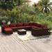 11 Piece Patio Lounge Set with Cushions Poly Rattan Brown