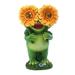 CFFOWNUG Funny Frog Garden EC36 Decor Garden Frog Statue with Solar Sunflower led Eyes Frog Figurine Gift of Lawn Ornament Lawn Decoration for Outdoor Garden Decor