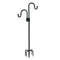 Eagles 92 Inch Double EC36 Shepherds Hook/Bird Feeder Pole Heavy Duty Garden Hook for String Light Height Adjustable with 5 Prong Base for Plant Hanger Wedding Decor Wind Chimes Black(1 Pack)