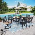 & William Patio Dining Set for 6 Outdoor Furniture Set 7 Pieces 4 x Metal Dining Chairs 2 Swivel Chairs with 1 Rectangular Metal Dining Table Outdoor Patio Set for Outdoor Lawn Gard