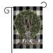 Boxwood Wreath Black And EC36 White Plaid Buffalo Check Initial Name W Burlap Garden Porch Lawn Flag Farmhouse Decorations Mailbox Home Decor Welcome Sign 12x18 Double Sided Nylon Linen Fabric