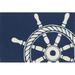 Frontporch Hand-Tufted Indoor/Outdoor Easy Care Area Rug Rug-Contemporary Coastal Nautical Decorative Ship Wheel Navy 1 8 X 2 6