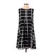 Lark & Ro Casual Dress - Shift: Black Grid Dresses - Women's Size Small