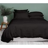 Kamas 3 Piece Solids Solid Twin/Twin XL Black Duvet Cover Set 100% Egyptian Cotton 600 Thread Count with Zipper & Corner Ties Luxurious Quality