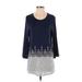 Suzanne Betro Long Sleeve Top Blue Boatneck Tops - Women's Size Small