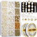 LEOBRO Pearl Beads for EC36 Bracelet Making 720PCS Bracelet Making Kit Beads for Bracelets Friendship Bead Bracelet Kit Pearl Beads Gold Beads for Jewelry Making Kit for Adult Bracelets