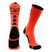 LAX Lacrosse Socks with Lacrosse Sticks Athletic Crew Socks (Neon Orange/Black Small)