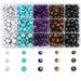 480 pcs Natural Stone EC36 Beads for Jewelry Making Gemstone Round Beads Kit with White Howlite Turquoise Purple Agate Yellow Tiger Eye Gold Obsidian Beads for DIY Bracelet Necklace.(10/8/6 mm)