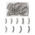 KISSITTY 20pcs/Box Curved Hair EC36 Tube Beads Large Hole Tibetan Style Antique Silver Hollow Column Spacer Beads for Men Women Hair Braiding DIY Jewelry Making Crafting with Hole 5-7.5mm