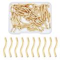 DICOSMETIC 60Pcs Noodle Tube EC36 Spacer Beads Brass Twist Long Tube Beads 25mm Curved Tube Beads 18K Gold Plated Bar Column Beads for Bracelet Necklace DIY Jewelry Makings Hole: 1.2mm