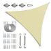 ColourTreeUSA Triangle Sun Shade Sail w/Hardware Kit + Cable Ropes HDPE Mesh Fabric Screen Canopy UV Block 190 GSM 18 x 18 x 18 - Beige