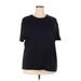 DKNY Short Sleeve T-Shirt: Black Solid Tops - Women's Size 2X-Large