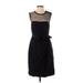 White by Vera Wang Cocktail Dress - Party Crew Neck Sleeveless: Black Print Dresses - Women's Size 4