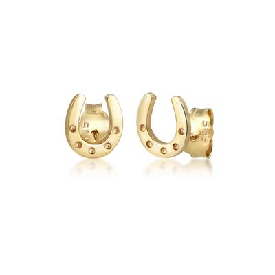 Paar Ohrstecker ELLI PREMIUM "Ohrstecker Hufeisen 585 Gelbgold", gold, Ohrringe, Damen, OneSize, ohne Stein, Gelbgold 58