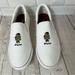 Polo By Ralph Lauren Shoes | Girl Size 3 Polo Ralph Lauren Keaton Bear Shoes White Canvas Slip On Sneakers | Color: White | Size: 3bb