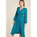 Anthropologie Dresses | Anthropologie Boswell Textured Belted Wrap Dress Puff Sleeve Sz 4p Teal | Color: Blue | Size: 4p