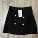 Zara Skirts | Bnwt Zara Black Mini Skirt Pearl Button Detail Wrap Style In Front Size Medium | Color: Black | Size: M