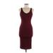 Lush Casual Dress - Midi Scoop Neck Sleeveless: Burgundy Solid Dresses - Women's Size Medium