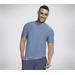 Skechers Men's GO DRI All Day T-Shirt | Size Large | Blue/Gray | Recycled Polyester/Polyester/Spandex