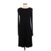 H&M Casual Dress - Midi Crew Neck Long Sleeve: Black Solid Dresses - Women's Size Small