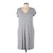 Simply Vera Vera Wang Casual Dress - Shift V-Neck Short sleeves: Gray Marled Dresses - Women's Size Large