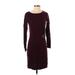 MICHAEL Michael Kors Casual Dress - Sheath Crew Neck 3/4 sleeves: Burgundy Print Dresses - Women's Size X-Small