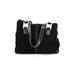 Kenneth Cole New York Leather Tote Bag: Pebbled Black Graphic Bags