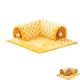 2-in-1 Funny Plush Plaid Checkered Cat Tunnel Bed,Cat Tunnels for Indoor Cats,Washable Interior Cat Play Tunnel,Cat Tunnel Cat Bed for All Seasons (M,yellow velvet)