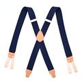 PONERY Mens Braces X Shape - Vintage 3.5 Cm Wide Suspenders Men Leather Button Suspenders Pant Braces Male Wedding Unisex Wear Y-Shape Strap With 6 Button,Navy