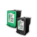 2x MÃŒller Printware ink cartridges for HP C 3110 3125 3135 3140 3150 3170 3175 3180 3185 3190 3194 replaces 336+342 CMYK