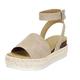 Sandals for Women Dressy Summer Wedge Sandals Casual Open Toe Rubber Sandals Ankle Women's Wedge Studded Sole Strap Women's Sandals Womens Walking Sandals Platform Sandals Face S Sandals (Khaki, 6)