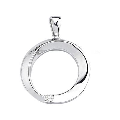 Ketten-Anhänger JOBO "Anhänger rund", silber (silber 925, weiß), Schmuckanhänger, Damen, Silber 925 (Sterlingsilber), 925 Silber mit Zirkonia Image