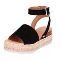 Sandals for Women Dressy Summer Wedge Sandals Casual Open Toe Rubber Sandals Ankle Women's Wedge Studded Sole Strap Women's Sandals Womens Walking Sandals Platform Sandals Face S Sandals (Black, 6)