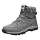 Winter Shoes Men's Winter Boots Lined Trainers Men's Warm Winter Snow Boots Non-Slip Hiking Shoes Combat Boots Men Outdoor Shoes for Hiking Work Camping, 01 Grey, 6 UK